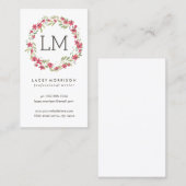 Carte De Visite Floral rose moderne de la guirlande | de fleur (Devant / Derrière)