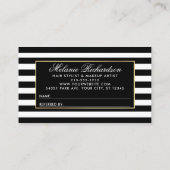 Carte De Visite Floral rose noir et blanc rayé aiguillage (Dos)