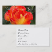 Carte De Visite Floral Rose orange (Devant / Derrière)