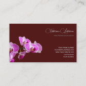 Carte De Visite Floral rose orchidée calligraphie rouge foncé (Dos)