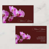 Carte De Visite Floral rose orchidée calligraphie rouge foncé (Devant / Derrière)