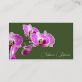 Carte De Visite Floral rose orchidée calligraphie vert foncé (Devant)