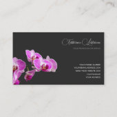 Carte De Visite Floral rose orchidée florale calligraphie gris fon (Dos)