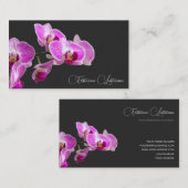 Carte De Visite Floral rose orchidée florale calligraphie gris fon (Devant / Derrière)
