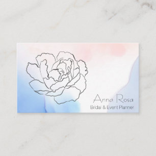 Carte De Visite *~* Floral Rose Peony Pastel Aquarelle bleu rose