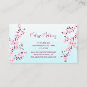 Carte De Visite Floral rose rose cerisier professionnel (Dos)