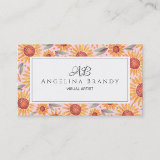 Carte de visite floral rose rose flou moderne