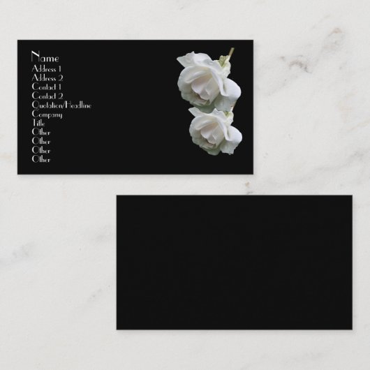 Carte de visite Floral Roses Blanches (Devant / Derrière)