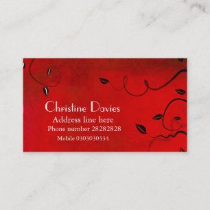 Carte de visite floral rouge