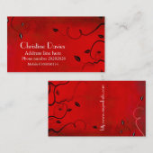 Carte de visite floral rouge (Devant / Derrière)