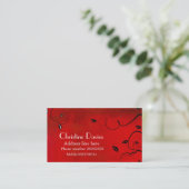 Carte de visite floral rouge (Debout devant)