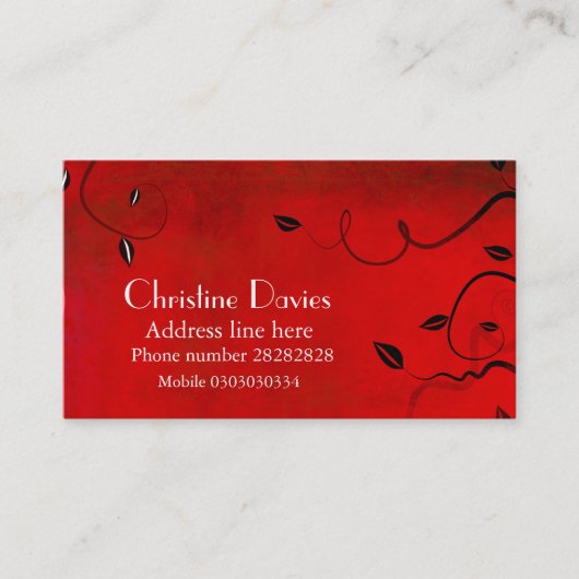 Carte de visite floral rouge (Devant)