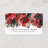 Carte de visite floral rouge et noir (Devant)