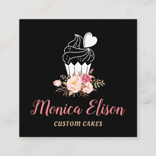 carte de visite floral roux (Devant)