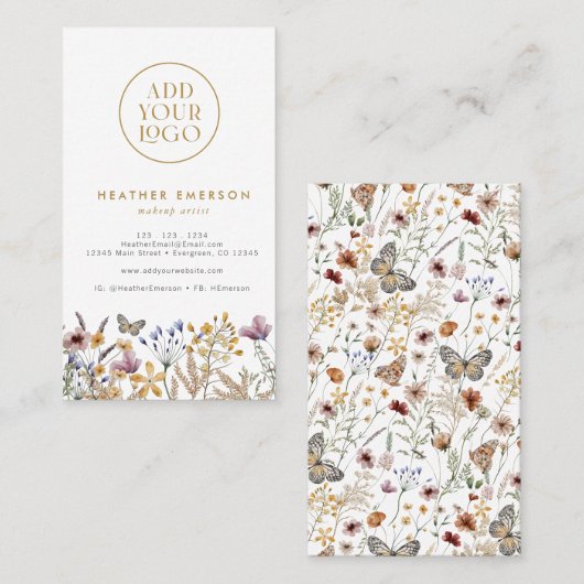 Carte de visite floral rustique (Devant / Derrière)