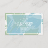 Carte De Visite Floral Script QR Code Design d'intérieur photo (Dos)