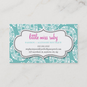 CARTE DE VISITE floral silhouette motif turquoise