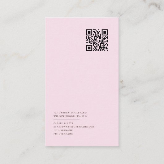 Carte de visite floral simple et élégant avec code (Dos)