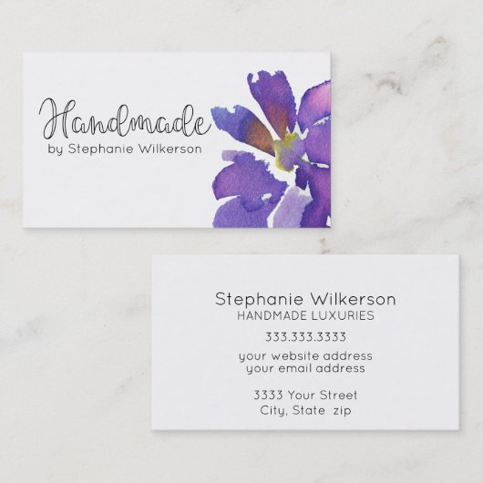 Carte de visite floral simple fait main (Devant / Derrière)