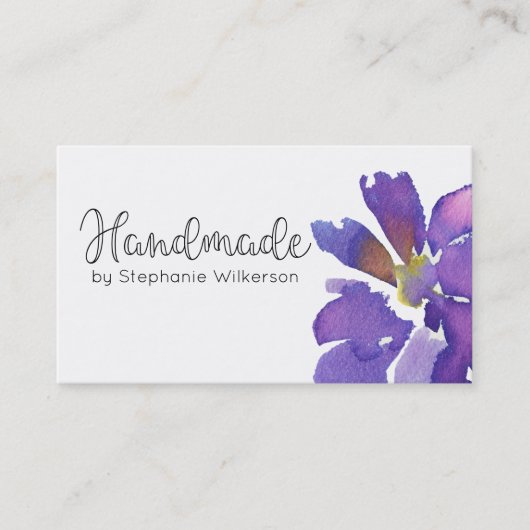 Carte de visite floral simple fait main (Devant)