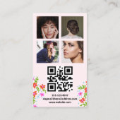Carte De Visite Floral Social Media Photo Grid, QR Code (Dos)