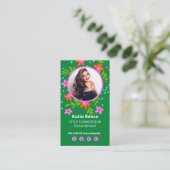 Carte De Visite Floral Social Media Photo Grid, QR Code (Debout devant)