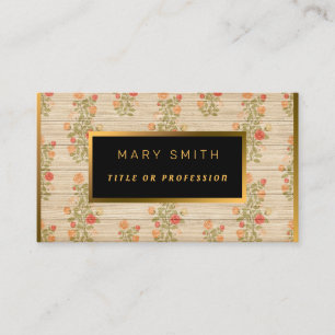 Carte De Visite Floral sur Personnaliser Or Bois Professionnel Mod