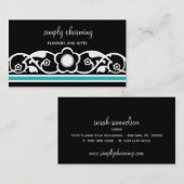 Carte de visite Floral, Turquoise (Devant / Derrière)