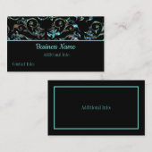 Carte de visite floral Turquoise et Black Pearl (Devant / Derrière)