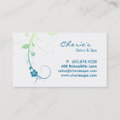 Carte de visite floral vert-bleu de remous (Dos)