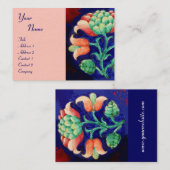 Carte De Visite FLORAL, vert rouge bleu orange (Devant / Derrière)