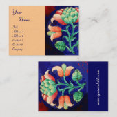 Carte De Visite FLORAL, vert rouge bleu orange (Devant / Derrière)
