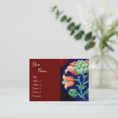 Carte De Visite FLORAL, vert rouge bleu orange (Debout devant)