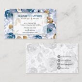 Carte De Visite Floral Vintage bleu (Devant / Derrière)