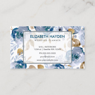 Carte De Visite Floral Vintage bleu