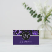 Carte de visite floral violet monogramme 2 (Debout devant)