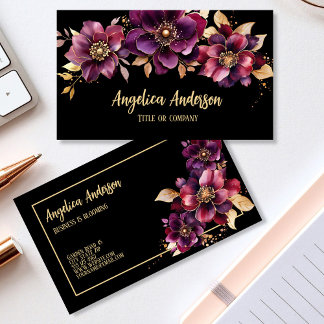 Carte De Visite Floral violet noir