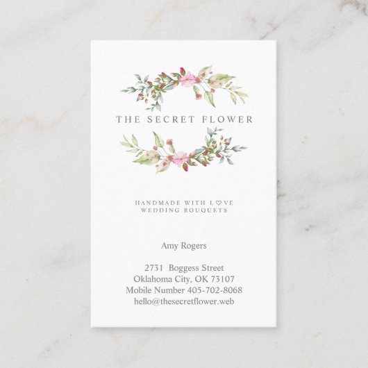 Carte De Visite Floral Wreath in Pink (Devant)