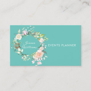 Carte de visite florale à guirlande de roses