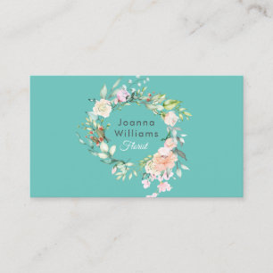 Carte de visite florale à guirlande de roses