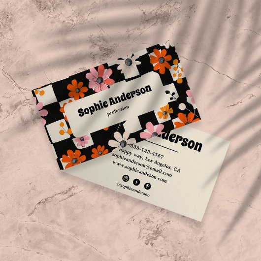 Carte de visite florale audacieuse moderne