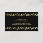 Carte de visite florale Baby's Breath noir et or (Dos)