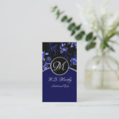 Carte de visite florale bleue Monogram 4 (Debout devant)
