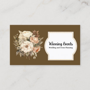 Carte de visite florale Boho marron or
