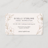 Carte de visite florale de professeur de yoga (Dos)