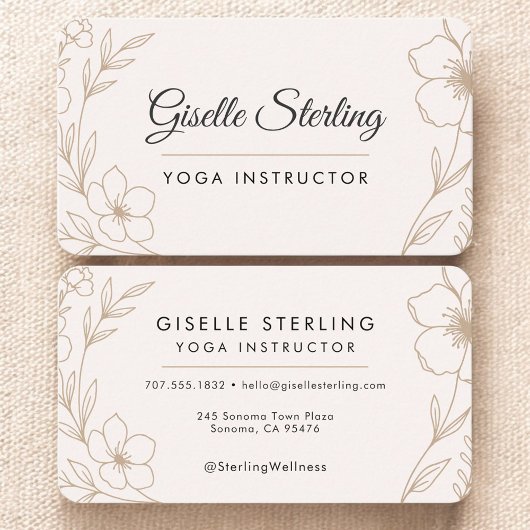 Carte de visite florale de professeur de yoga