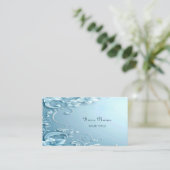 Carte de visite florale décorative bleue (Debout devant)