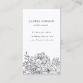 carte de visite florale noire et blanche (Dos)