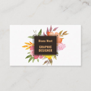 Carte de visite florale orange moderne