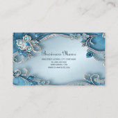 Carte de visite florale ornée bleue (Dos)